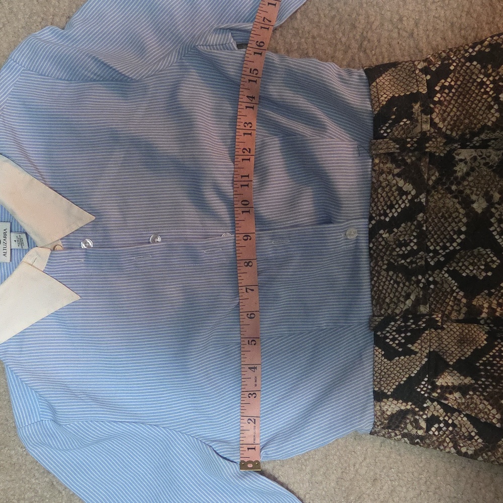 Altuzarra Pinstripe Blue and Brown Snakeprint Career Office Dress - Picture 14 of 15